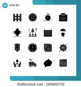 Paquete de 16 carteles y símbolos para ubicomp; cartera; forma; negocios; elementos de diseño de vectores editables de alerta