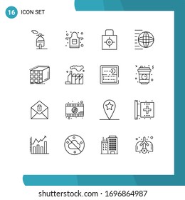 Stock Vector Icon Pack of 16 Line Signs and Symbols for aggregation; transport; protect; shopping; logistic Editable Vector Design Elements