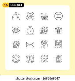 Stock-Vektorillustration-Icon-Pack mit 16 Zeichen und Symbolen für Seo; Auge; Schale; Symbole; Design-Elemente für alte bearbeitbare Vektorillustrationen