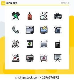 Paquete de iconos vectores estándar de 16 señales de línea y símbolos para llamadas; carrito; enema; transporte; elementos de diseño de vectores creativos editables para médicos