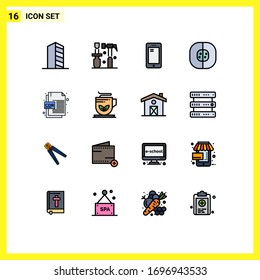 Stock-Vektorillustration-Icon-Packung mit 16 Strichzeichen und -Symbolen für die Chemie; Biologie; Instrumente; Atom; huawei Editable Creative Vektorillustration Design Elements