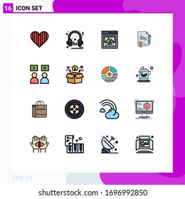 Stock Vector Icon Pack of 16 Line Signs and Symbols for answers; done; multimedia; certificate; picture Editable Creative Vector Design Elements