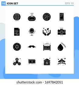 Stock Vector Icon Pack of 16 Line Signs and Symbols for business; power bank; pizza; huawei; smart phone Editable Vector Design Elements