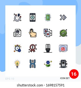 Stock Vector Icon Pack of 16 Line Signs and Symbols for document; arrows; smartphone; arrow; phone Editable Creative Vector Design Elements