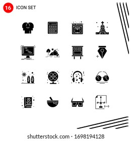Stock Vector Icon Pack of 16 Line Signs and Symbols for tomb; funeral; financial; death; service Editable Vector Design Elements
