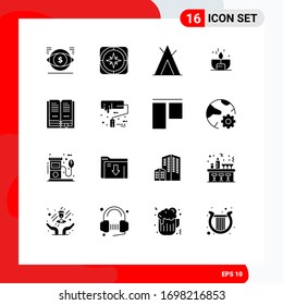 Stock Vector Icon Pack of 16 Line Signs and Symbols for shine; light; navigation; dark; wigwam Editable Vector Design Elements
