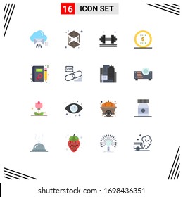 Stock Vector Icon Pack of 16 Line Signs and Symbols for book; dollar; dumbell; coin; weight lifter Editable Pack of Creative Vector Design Elements