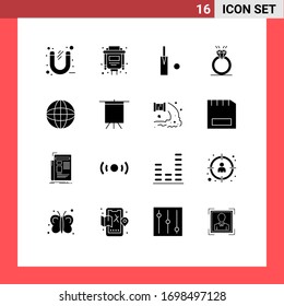 Stock Vector Icon Pack of 16 Line Signs and Symbols for devices; love; cricket; marriage; diamound Editable Vector Design Elements