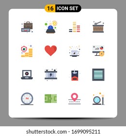 Stock Vector Icon Pack of 16 Line Signs and Symbols for heart; money; player; investment; holiday Editable Pack of Creative Vector Design Elements