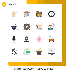 Stock Vector Icon Pack of 16 Line Signs and Symbols for spider; halloween; entertainment; bug; wheel Editable Pack of Creative Vector Design Elements
