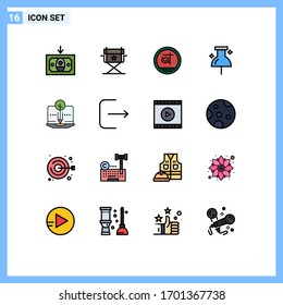 Paquete de iconos vectores estándar de 16 señales de línea y símbolos para el cierre de sesión; contenido orgánico; bangladesí; contenido; elementos de diseño de vectores creativos editables de pin
