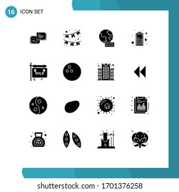 Stock Vector Icon Pack of 16 Line Signs and Symbols for bowling; sold; globe; sign; power Editable Vector Design Elements