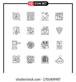 Stock Vector Icon Pack of 16 Line Signs and Symbols for business; workflow; biology; planning; science Editable Vector Design Elements