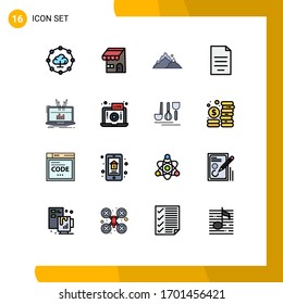 Stock Vector Icon Pack of 16 Line Signs and Symbols for analysis; finance; landscape; file; document Editable Creative Vector Design Elements