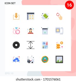 Stock Vector Icon Pack of 16 Line Signs and Symbols for ring; diamond; back to school; gesture; hand Editable Pack of Creative Vector Design Elements