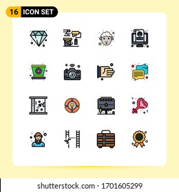 Stock Vector Icon Pack of 16 Line Signs and Symbols for hat; profile; easter; screen; lcd Editable Creative Vector Design Elements