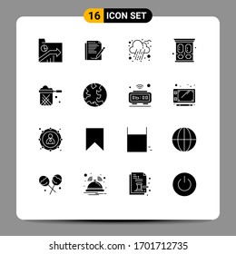 Stock Vector Icon Pack of 16 Line Signs and Symbols for kitchen; wardrobe; layout; vintage; rain Editable Vector Design Elements