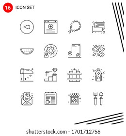 Stock Vector Icon Pack of 16 Line Signs and Symbols for fruits; talk; misbaha; conversation; muslim Editable Vector Design Elements