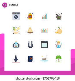 Stock Vector Icon Pack of 16 Line Signs and Symbols for medicine; bowl; graph; trends; marketing Editable Pack of Creative Vector Design Elements