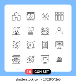 Stock-Vektorillustration-Icon-Paket mit 16 Signalen und Symbolen für Antennen; Bild; Videodesign; Rahmen; Design-Elemente für bearbeitbare Vektorillustrationen