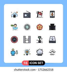 Paquete de iconos vectores estándar de 16 señales de línea y símbolos para faq; descargar; logro; dispositivos; elementos de diseño de vectores creativos editables para teléfonos celulares
