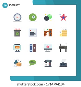 Paquete de iconos vectores estándar de 16 señales de línea y símbolos para listo; usa; espacio; bandera; paquete editable de estrellas con elementos de diseño de vectores creativos