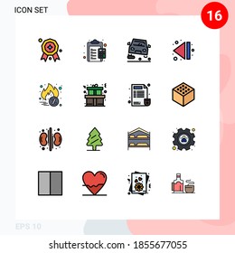 Stock Vector Icon Pack of 16 Line Signs and Symbols for discount; hot sale; overtaking; multimedia; arrow Editable Creative Vector Design Elements