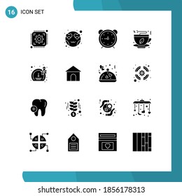 Stock Vector Icon Pack of 16 Line Signs and Symbols for meter; fast food; clock; coffee; watch Editable Vector Design Elements
