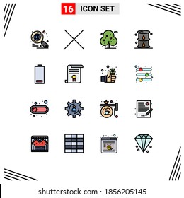 Stock Vector Icon Pack of 16 Line Signs and Symbols for energy; electric; tree; battery; oil Editable Creative Vector Design Elements