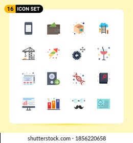 Stock Vector Icon Pack Of 16 Line Signs And Symbols For Crain; Data; Box; Upload; Cloud Editable Pack Of Creative Vector Design Elements