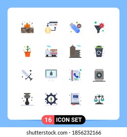 Stock Vector Icon Pack of 16 Line Signs and Symbols for gear filter; filter; marketing; data filter; usb Editable Pack of Creative Vector Design Elements