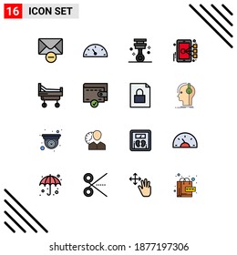 Stock Vector Icon Pack of 16 Line Signs and Symbols for complete; hospital; piston; bed; mobile Editable Creative Vector Design Elements
