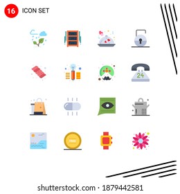 Stock Vector Icon Pack of 16 Line Signs and Symbols for camping; protect; wardrobe; lock pad; valentine Editable Pack of Creative Vector Design Elements