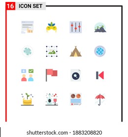 Stock Vector Icon Pack of 16 Line Signs and Symbols for mountain; landscape; mardigras; hill; setting Editable Pack of Creative Vector Design Elements