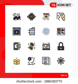 Paquete de iconos vectores de material de 16 señales y símbolos de línea para favoritos; artículo; tarjeta; interacción; Elementos de diseño de vectores creativos editables de comunicación