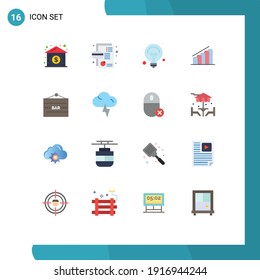 Stock Vector Icon Pack of 16 Line Signs and Symbols for bar sign; analysis; bulb; report; chart Editable Pack of Creative Vector Design Elements