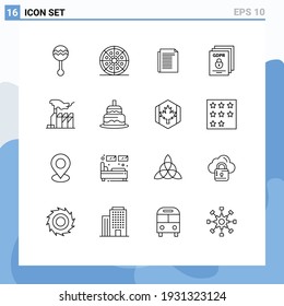 Stock Vector Icon Pack of 16 Line Signs and Symbols for protect; gdpr; pizza; data; report Editable Vector Design Elements