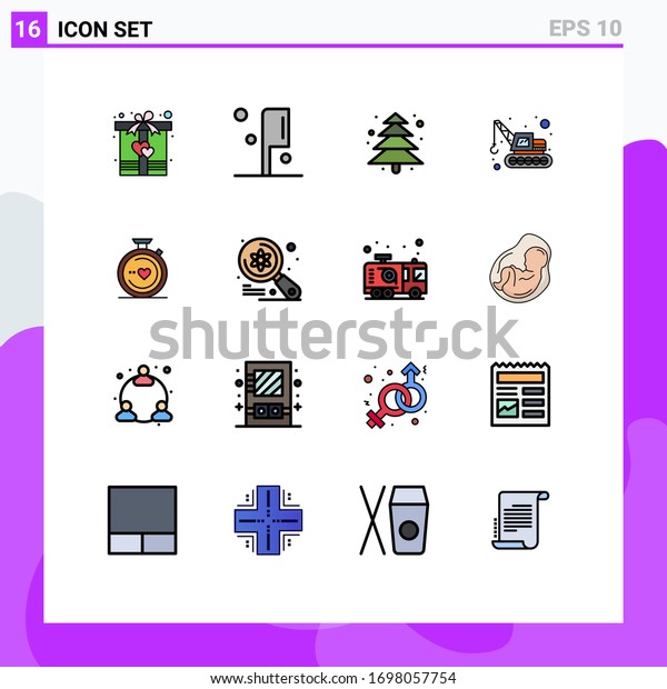 Stock Vector Icon Pack of 16 Line Signs and\
Symbols for computer; heart; tree; love; transport Editable\
Creative Vector Design\
Elements