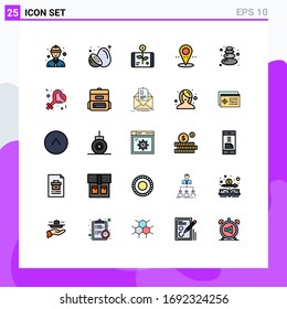 Stock Vector Icon Pack of 25 Line Signs and Symbols forpoint; business; pin; smartphone Editable Vector Design Elements