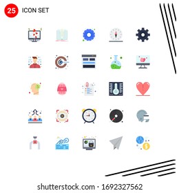 Stock Vector Icon Pack of 25 Line Signs and Symbols for travel; direction; book; compass; gear Editable Vector Design Elements