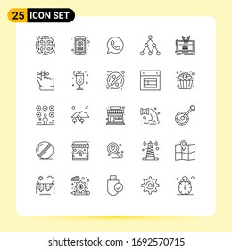 Stock Vector Icon Pack of 25 Line Signs and Symbols for online; analytical; chat; analysis; network Editable Vector Design Elements