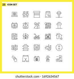 Stock Vector Icon Pack of 25 Line Signs and Symbols for baby; package; building; minus; commerce Editable Vector Design Elements