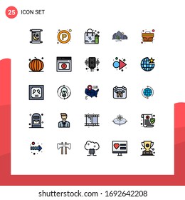 Stock Vector Icon Pack of 25 Line Signs and Symbols for bag; mountain; bag; nature; hill Editable Vector Design Elements