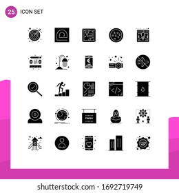 Stock Vector Icon Pack of 25 Line Signs and Symbols for creative; online; machine; customer; thanksgiving Editable Vector Design Elements