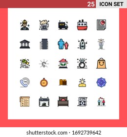 Stock Vector Icon Pack of 25 Line Signs and Symbols for document; transport; delivery truck; traffic; car Editable Vector Design Elements