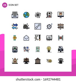 Stock Vector Icon Pack of 25 Line Signs and Symbols for delivery; box; atom; shop; coffee Editable Vector Design Elements