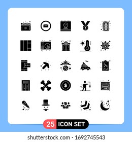 Stock Vector Icon Pack of 25 Line Signs and Symbols for ribbon; leader; ghost; award; winner Editable Vector Design Elements