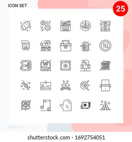 Stock Vector Icon Pack of 25 Line Signs and Symbols for discount; bonus; clip; tool; pencil Editable Vector Design Elements