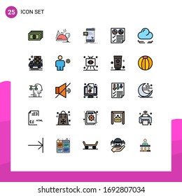 Stock Vector Icon Pack of 25 Line Signs and Symbols for wind; report; dialog; page; data Editable Vector Design Elements