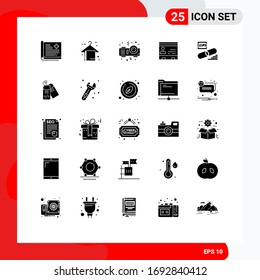 Stock Vector Icon Pack of 25 Line Signs and Symbols for people; contacts; summer; cards; id Editable Vector Design Elements
